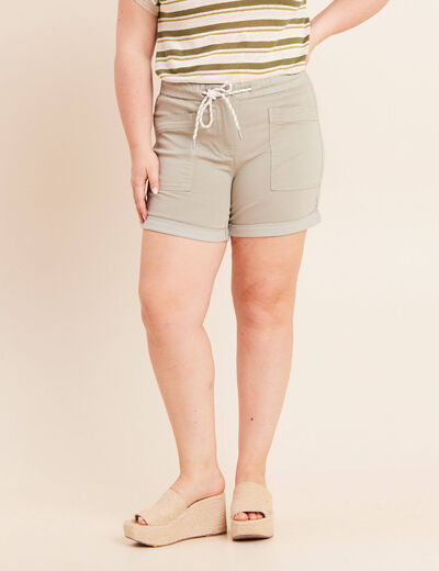 Short droit taille &eacute;lastiqu&eacute;e vert clair femme