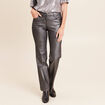 Pantalon enduit coupe large couleur argent femme