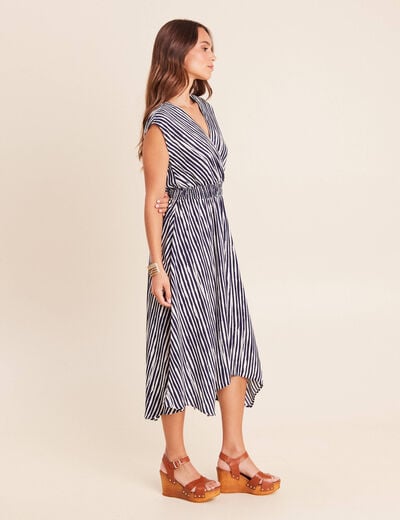 Robe &eacute;vas&eacute;e 3/4 sans manches col v blanc femme