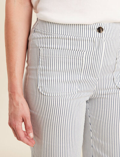 Pantalon droit taille haute blanc femme
