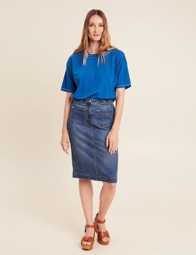 T-shirt manches courtes bleu femme