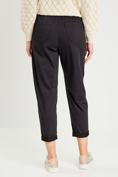 Pantalon flou à coulisse noir femme