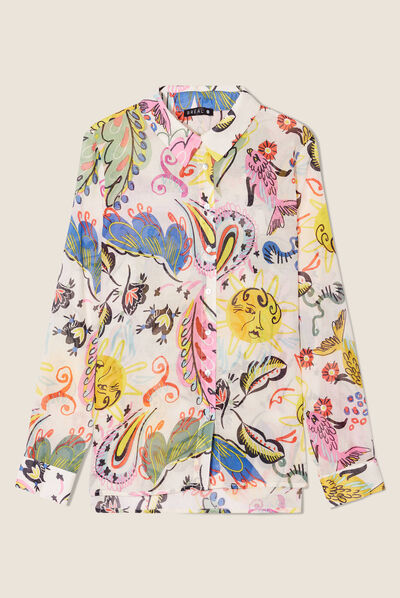 Chemise manches longues multicolore femme