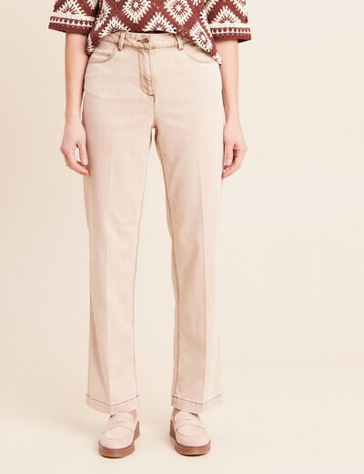 Jean coupe droite taille standard denim beige femme