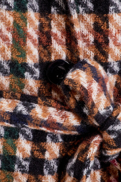 Poncho boutonné ceinturé ecru femme