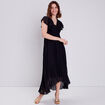 Robe longue &eacute;vas&eacute;e &agrave; volants noir femme