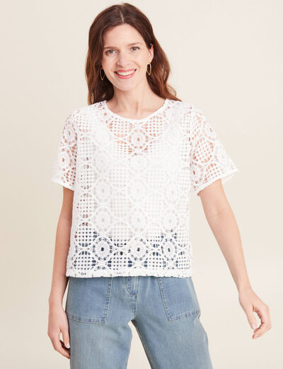 T-shirt manches courtes ecru femme