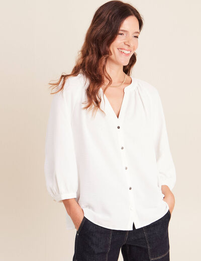 Chemise manches 3/4 ecru femme