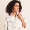 Chemise broderie col chemise manches 3/4 vert femme