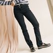 Jean droit ceintur&eacute; taille standard noir femme