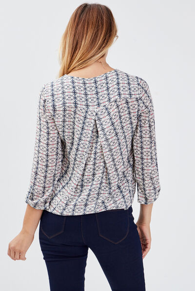 Blouse manches 3/4 ecru femme