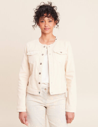 Veste cintr&eacute;e r&eacute;versible manches longues beige femme