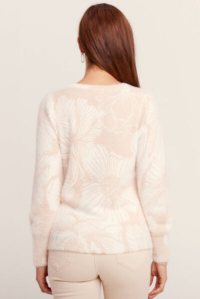 Pull manches longues beige femme