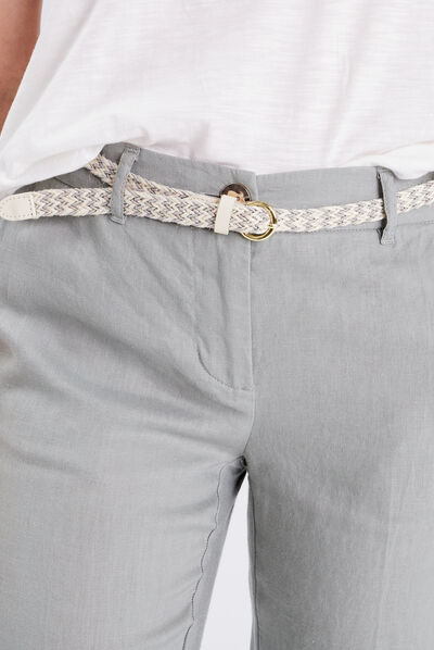 Pantalon flou ceinturé vert clair femme
