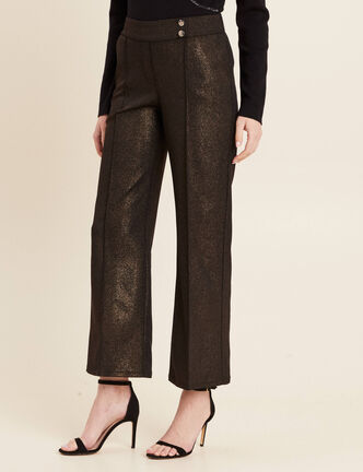Pantalon large paillettes noir femme