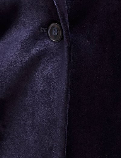 Veste velours manches longues doubl&eacute;e bleu marine femme