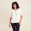 Blouse crêpe manches courtes beige femme