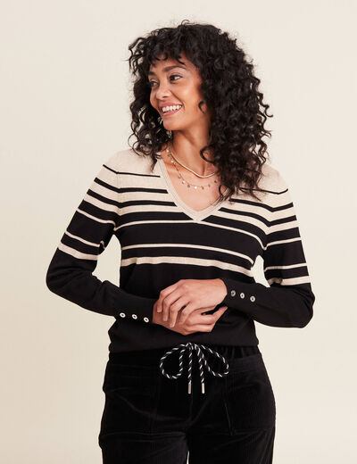 Pull manches longues noir femme