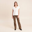 T-shirt col V manches courtes ecru femme