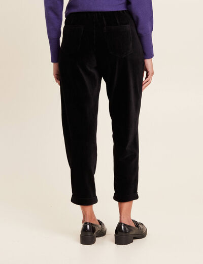 Pantalon coupe mom en velours noir femme
