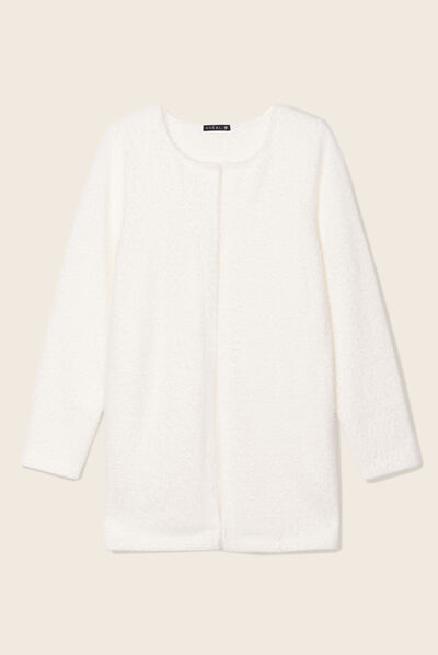 Gilet manches longues ecru femme