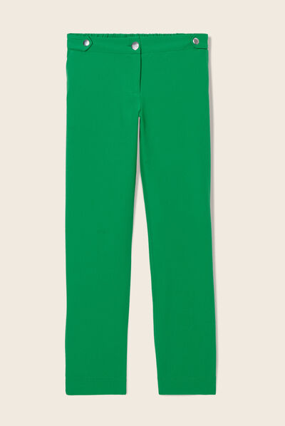 Pantalon chino flou 7/8ème vert femme