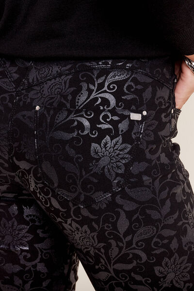 Pantalon ajusté enduit 7/8ème denim noir enduit femme