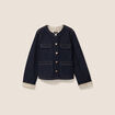 Veste sans col denim brut femme