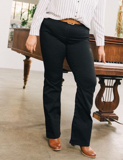 Pantalon léger bootcut taille basculée noir femme