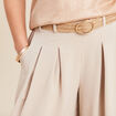 Pantalon jupe-culotte large gris clair femme