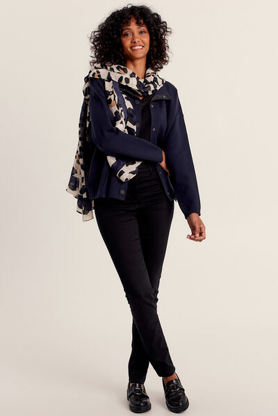 Pull manches longues boutons bleu foncé femme