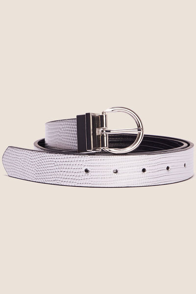 Ceinture croco métallisée couleur argent femme