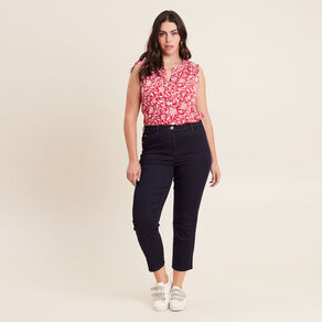 Jean droit taille haute 7/8ème denim brut femme