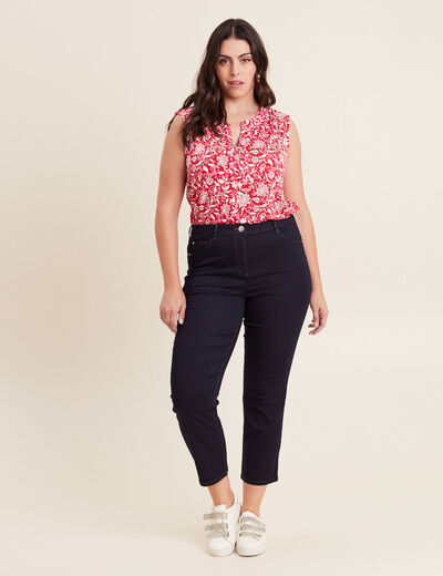 Jean droit taille haute 7/8ème denim brut femme
