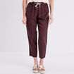 Pantalon battle en lin marron fonc&eacute; femme