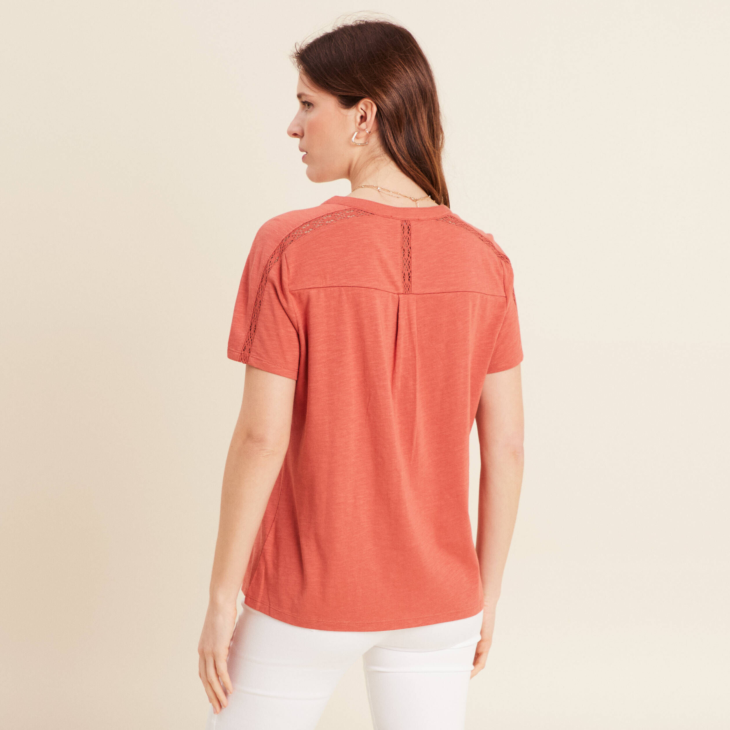 T-shirt manches courtes rose femme | Morgan