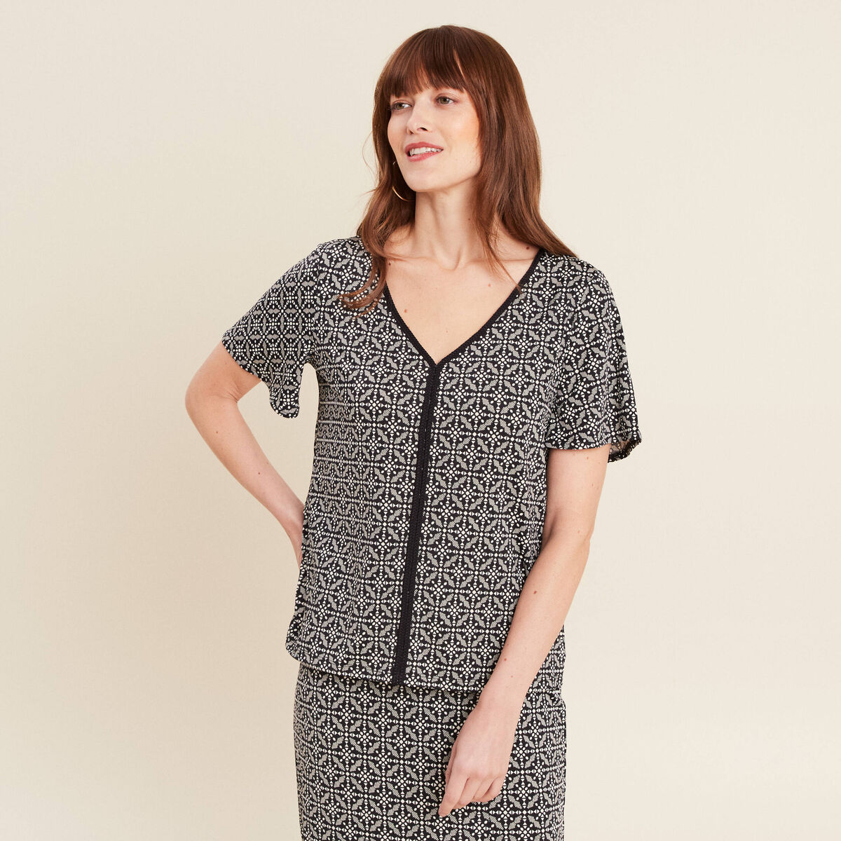 T-shirt manches courtes noir femme