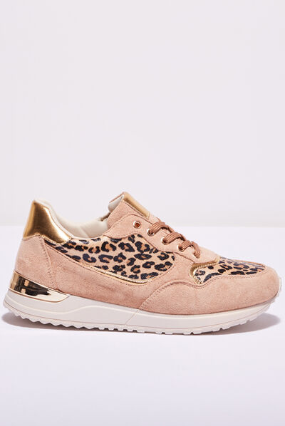 Baskets détails métalliques sable femme