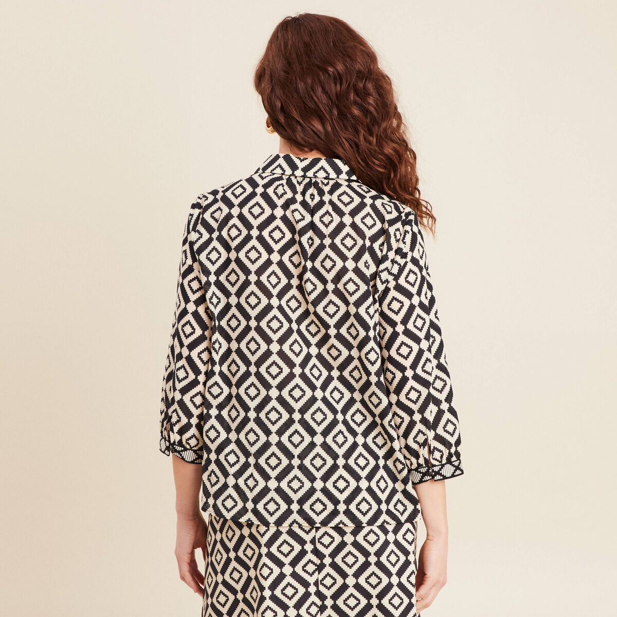 Chemise manches 3/4 noir femme