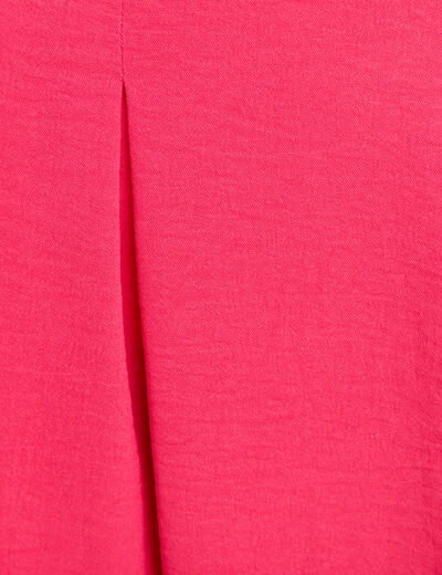Jupe longue évasée ceinturée rouge corail femme