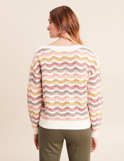 Pull col bateau manches longues vert femme