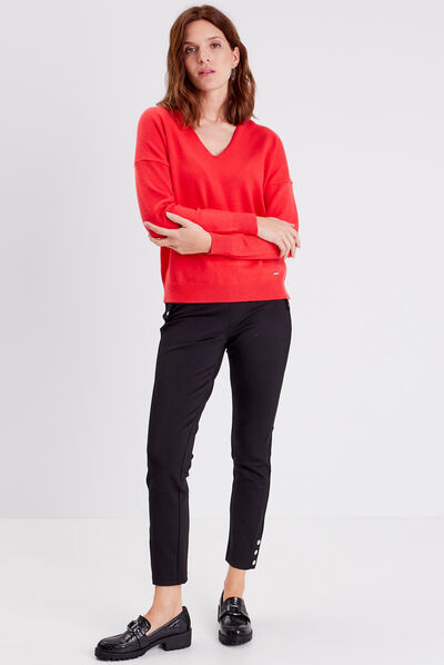 Pull manches longues rose femme