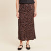 Jupe longue effet satin marron femme