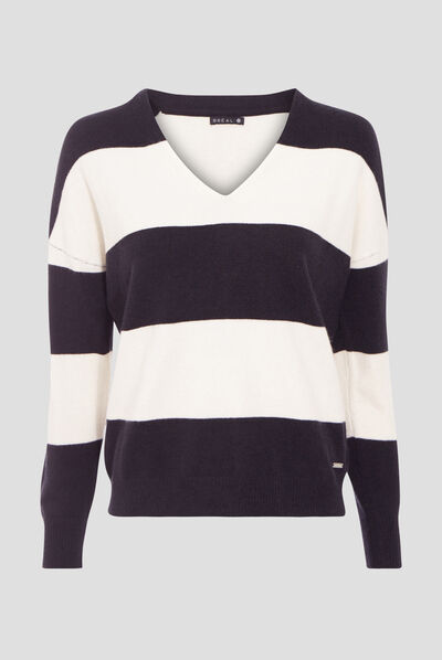 Pull manches longues creme femme