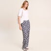 Pantalon large taille haute bleu femme