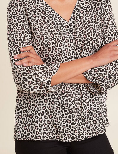 Blouse manches 3/4 rose clair femme