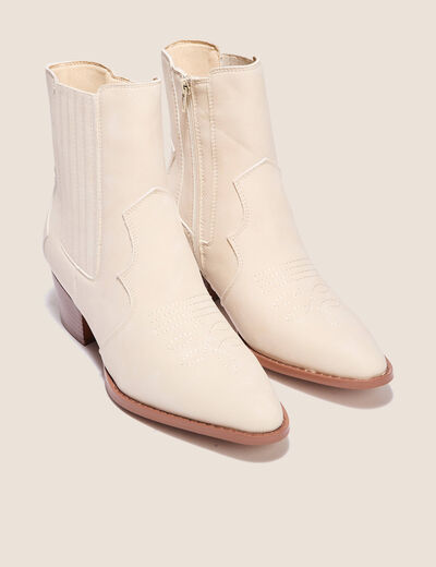 Bottines esprit western ivoire femme