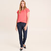 T-shirt droit col rond manches courtes rouge femme