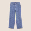 Jean droit 7/8&egrave;me taille bascul&eacute;e denim stone femme