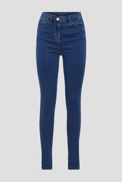 Pantalon léger taille haute long denim double stone femme